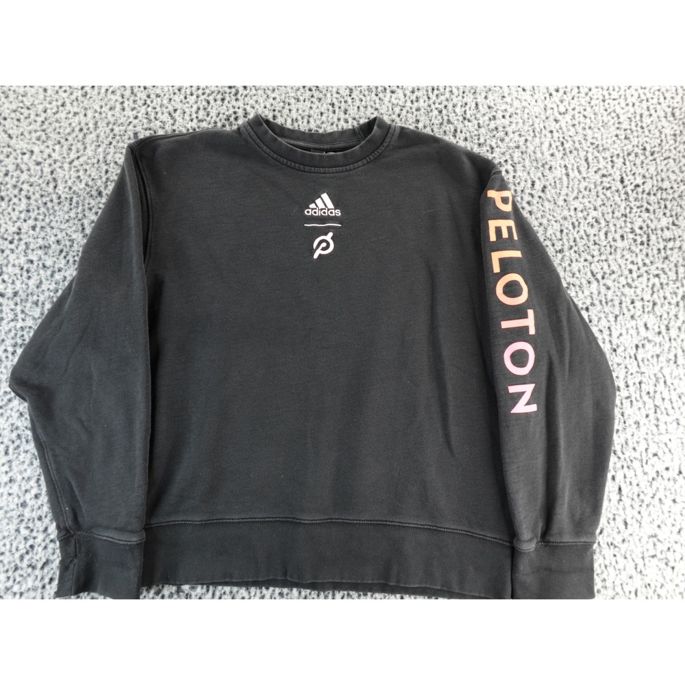 Adidas Peloton Crewneck Sweatshirt Black Long Sleeve Logo Graphic Men's L